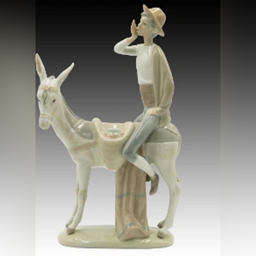 LLADRO RARE RETIRED 1978 Honey Peddler Boy On Donkey #4638 matte finish 1969